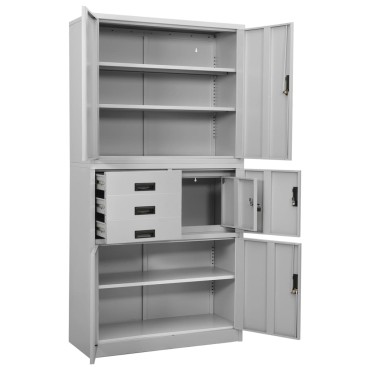 vidaXL Ντουλάπα Γραφείου Ανοιχτό Γκρι 90x40x180cm Ατσάλινη 1 τεμ.
