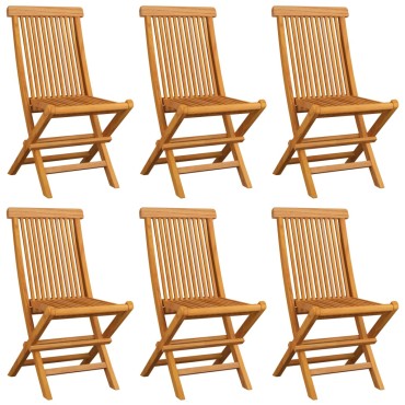 vidaXL Καρέκλες Κήπου 6 τεμ. Μασίφ Ξύλο Teak Φωτεινά Πράσινα Μαξιλάρια 47x60x89cm