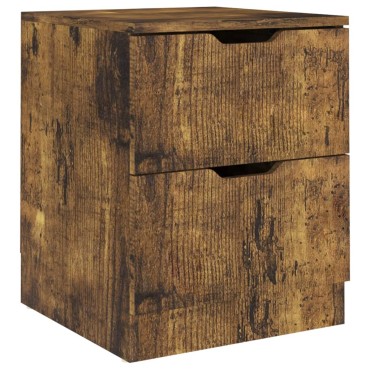 vidaXL Κομοδίνα 2 τεμ. Καπνιστή Δρυς 40x40x50cm Επεξεργ. Ξύλο