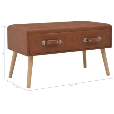 vidaXL Τραπεζάκι Σαλονιού Καφέ 80x40x46cm από Συνθετικό Δέρμα 1 τεμ.