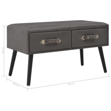 vidaXL Τραπεζάκι Σαλονιού Γκρι 80x40x46cm από Συνθετικό Δέρμα 1 τεμ.
