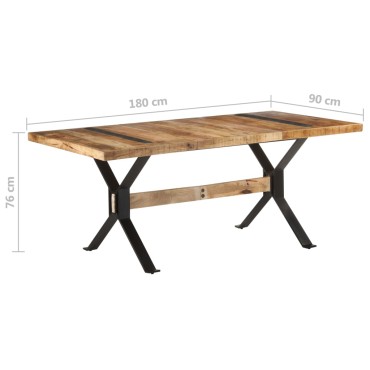 vidaXL Τραπεζαρία 180x90x76cm από Ακατέργαστο Ξύλο Μάνγκο 1 τεμ.