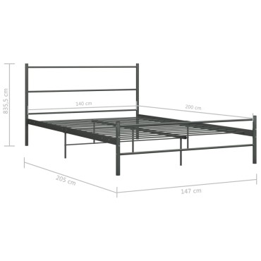 vidaXL Σκελετός Κρεβ. Χωρίς Στρώμα Γκρι 140 x 200 εκ. Μεταλλικό