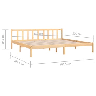 vidaXL Πλαίσιο Κρεβατιού 180x200 εκ. Μασίφ Ξύλο Πεύκου Super King Size