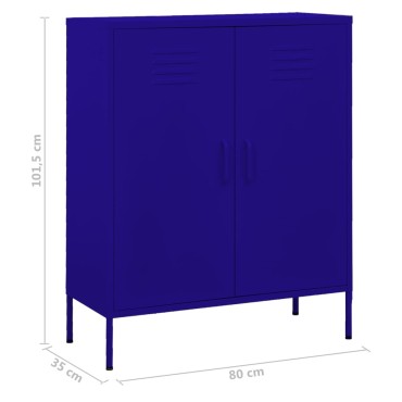 vidaXL Ντουλάπι Αποθήκευσης Ναυτικό Μπλε 80x35x101,5cm Ατσάλινο 1 τεμ.