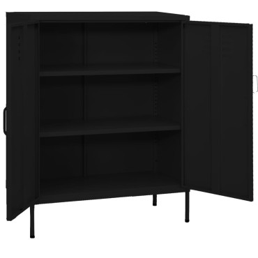 vidaXL Ντουλάπι Αποθήκευσης Μαύρο 80x35x101,5cm Ατσάλινο 1 τεμ.