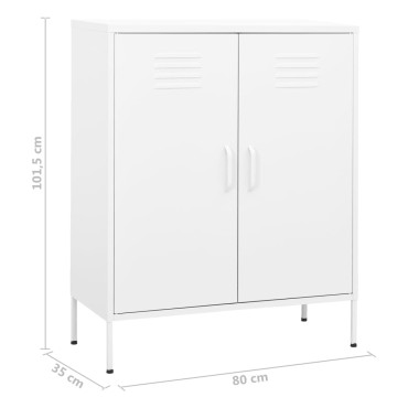 vidaXL Ντουλάπι Αποθήκευσης Λευκό 80x35x101,5cm Ατσάλινο 1 τεμ.