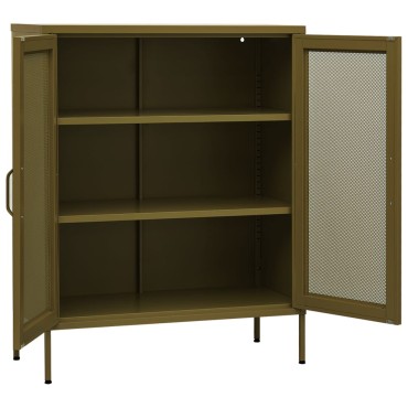 vidaXL Ντουλάπι Αποθήκευσης Πράσινο Λαδί 80x35x101,5cm Ατσάλινο 1 τεμ.