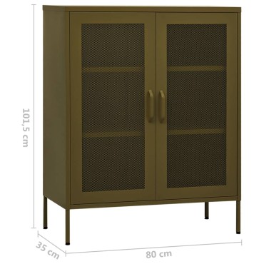 vidaXL Ντουλάπι Αποθήκευσης Πράσινο Λαδί 80x35x101,5cm Ατσάλινο 1 τεμ.