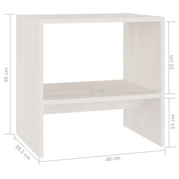 vidaXL Κομοδίνο Λευκό 40x30,5x40cm από Μασίφ Ξύλο Πεύκου 1 τεμ.