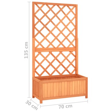 vidaXL Γλάστρα Κήπου με Καφασωτό Καφέ 70x30x135 εκ. Μασίφ Ξύλο Ελάτης