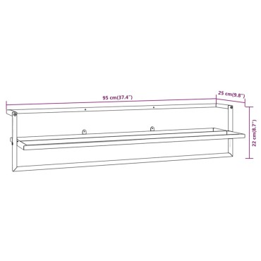 vidaXL Βάση για Πετσέτες Επιτοίχια Μαύρη 95 x 25 x 22 εκ. Σιδερένια