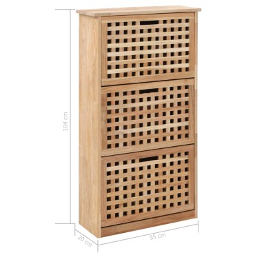 vidaXL Παπουτσοθήκη 55x20x104cm από Μασίφ Ξύλο Καρυδιάς