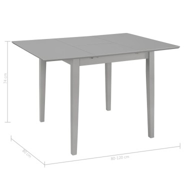 vidaXL Τραπεζαρία Επεκτεινόμενη Γκρι (80-120)x80x74cm από MDF 1 τεμ.