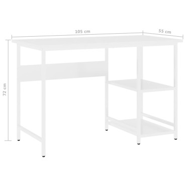 vidaXL Γραφείο Υπολογιστή Λευκό 105x55x72cm από MDF και Μέταλλο 1 τεμ.