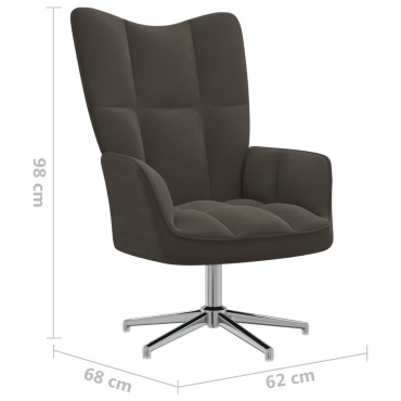 vidaXL Πολυθρόνα Relax Σκούρο Γκρι Βελούδινη με Σκαμπό 62x68x98cm 1 τεμ.
