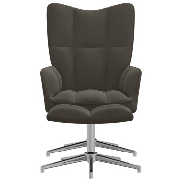 vidaXL Πολυθρόνα Relax Σκούρο Γκρι Βελούδινη με Σκαμπό 62x68x98cm 1 τεμ.