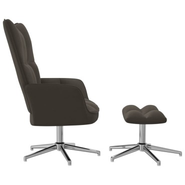 vidaXL Πολυθρόνα Relax Σκούρο Γκρι Βελούδινη με Σκαμπό 62x68x98cm 1 τεμ.