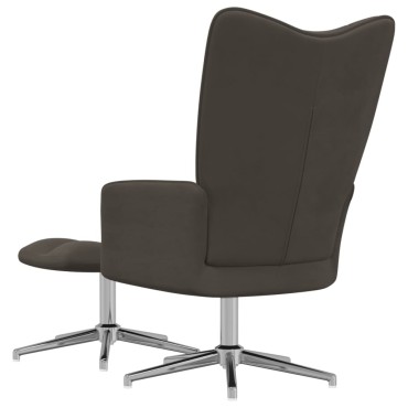 vidaXL Πολυθρόνα Relax Σκούρο Γκρι Βελούδινη με Σκαμπό 62x68x98cm 1 τεμ.