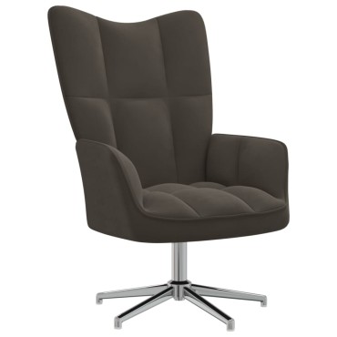 vidaXL Πολυθρόνα Relax Σκούρο Γκρι Βελούδινη με Σκαμπό 62x68x98cm 1 τεμ.