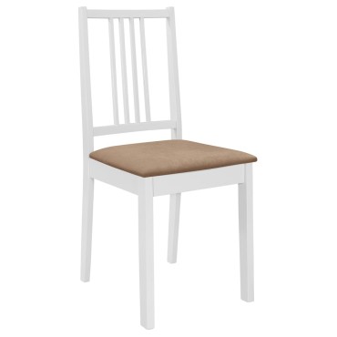 vidaXL Καρέκλες Τραπεζαρίας με Μαξιλάρια 4 τεμ. Λευκές από Μασίφ Ξύλο 40x49x88,5cm