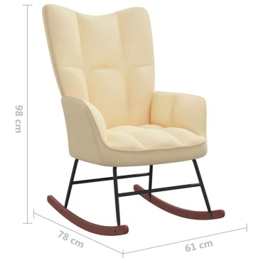 vidaXL Κουνιστή Πολυθρόνα Κρεμ Βελούδινη 61x78x98cm 1 τεμ.