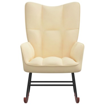 vidaXL Κουνιστή Πολυθρόνα Κρεμ Βελούδινη 61x78x98cm 1 τεμ.