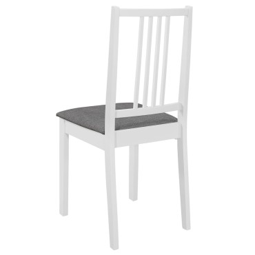 vidaXL Καρέκλες Τραπεζαρίας με Μαξιλάρια 4 τεμ. Λευκές από Μασίφ Ξύλο 40x49x88,5cm