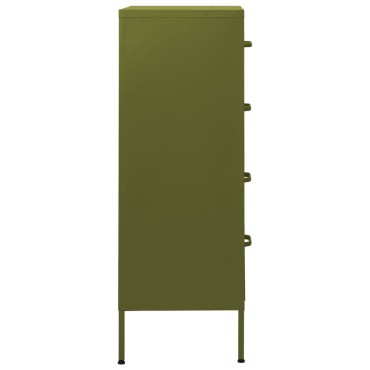 vidaXL Συρταριέρα Πράσινο Λαδί 80x35x101,5cm από Ατσάλι 1 τεμ.
