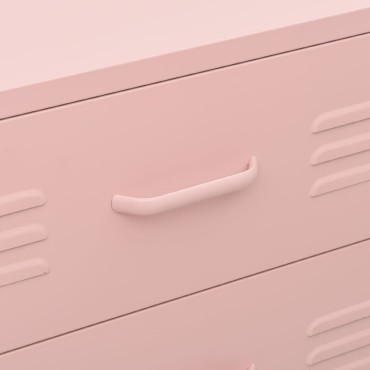 vidaXL Συρταριέρα Ροζ 80x35x101,5cm από Ατσάλι 1 τεμ.