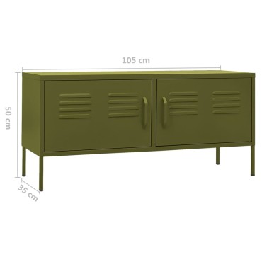 vidaXL Έπιπλο Τηλεόρασης Πράσινο Λαδί 105x35x50cm από Ατσάλι
