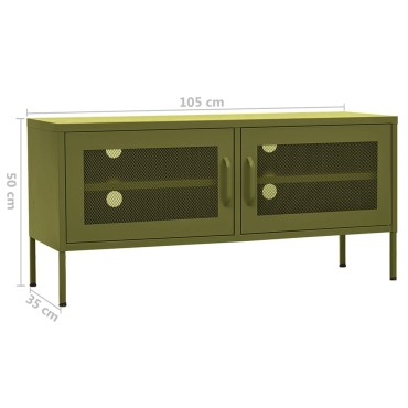 vidaXL Έπιπλο Τηλεόρασης Πράσινο Λαδί 105x35x50cm από Ατσάλι