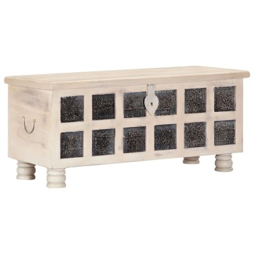 vidaXL Μπαούλο Αποθήκευσης Λευκό 110x40x45cm Μασίφ Ξύλο Ακακίας 1 τεμ.