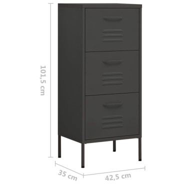 vidaXL Ντουλάπι Αποθήκευσης Ανθρακί 42,5x35x101,5cm από Ατσάλι 1 τεμ.