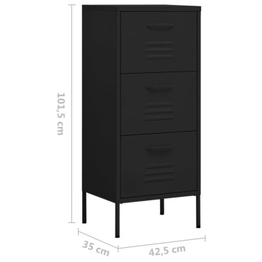 vidaXL Ντουλάπι Αποθήκευσης Μαύρο 42,5x35x101,5cm από Ατσάλι 1 τεμ.