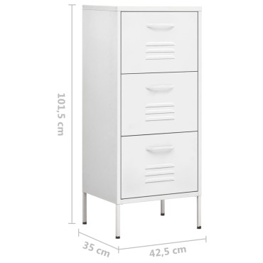 vidaXL Ντουλάπι Αποθήκευσης Λευκό 42,5x35x101,5cm από Ατσάλι 1 τεμ.