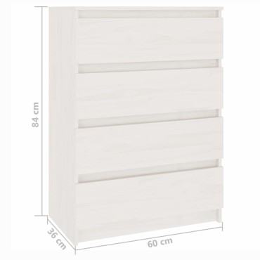 vidaXL Βοηθητικό Ντουλάπι Λευκό 60x36x84cm από Μασίφ Ξύλο Πεύκου 1 τεμ.