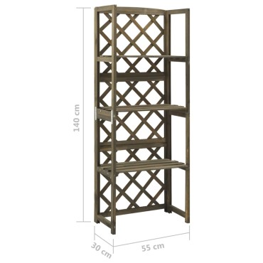 vidaXL Καφασωτό με Ράφια Γκρι 55 x 30 x 140 εκ. από Μασίφ Ξύλο Ελάτης