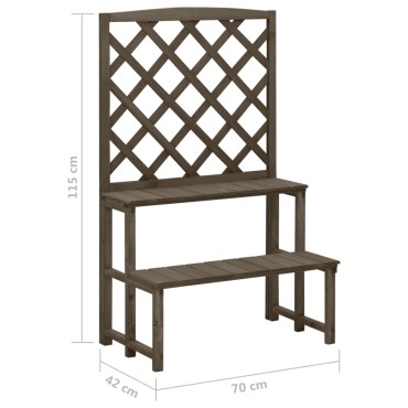 vidaXL Βάση Φυτών με Καφασωτό Γκρι 70 x 42 x 115 εκ. Μασίφ Ξύλο Ελάτης