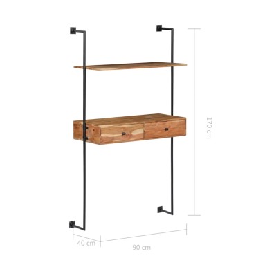 vidaXL Γραφείο Τοίχου 90x40x170cm από Μασίφ Ξύλο Ακακίας 1 τεμ.