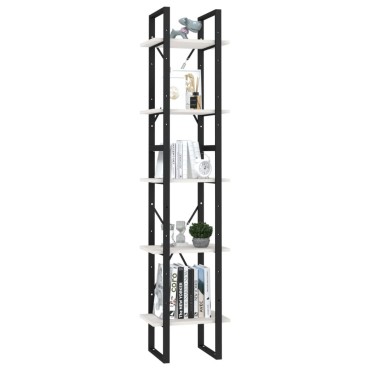 vidaXL Βιβλιοθήκη με 5 Ράφια Λευκή 40x30x175cm από Ξύλο Πεύκου 1 τεμ.