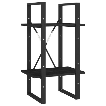 vidaXL Βιβλιοθήκη με 5 Ράφια Μαύρη 40x30x175cm από Ξύλο Πεύκου 1 τεμ.