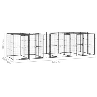 vidaXL Κλουβί Σκύλου Εξωτερικού Χώρου 14,52 μ² από Ατσάλι