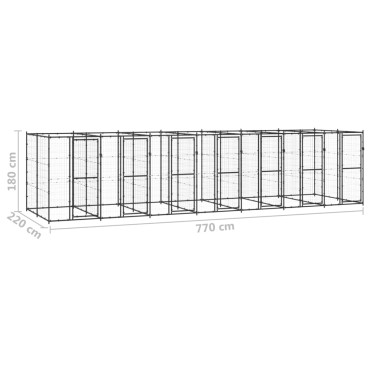 vidaXL Κλουβί Σκύλου Εξωτερικού Χώρου 16,94 μ² από Ατσάλι