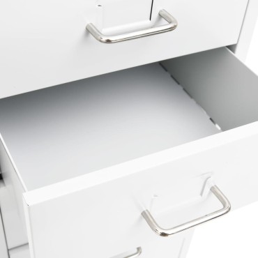 vidaXL Αρχειοθήκη Φορητή Λευκή 28x41x109cm Μεταλλική 1 τεμ.