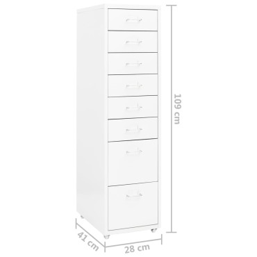 vidaXL Αρχειοθήκη Φορητή Λευκή 28x41x109cm Μεταλλική 1 τεμ.