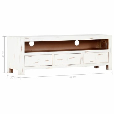vidaXL Έπιπλο Τηλεόρασης Λευκό 120x30x40cm από Μασίφ Ξύλο Ακακίας
