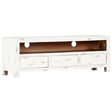vidaXL Έπιπλο Τηλεόρασης Λευκό 120x30x40cm από Μασίφ Ξύλο Ακακίας