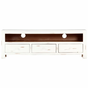 vidaXL Έπιπλο Τηλεόρασης Λευκό 120x30x40cm από Μασίφ Ξύλο Ακακίας