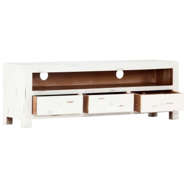vidaXL Έπιπλο Τηλεόρασης Λευκό 120x30x40cm από Μασίφ Ξύλο Ακακίας